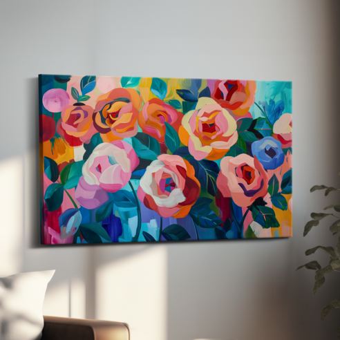 아트앤코 돈 들어오는 장미 캔버스 그림 75x50cm 풍수지리 인테리어 대형 액자, AT3145 장미 로젠트라움
