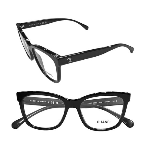 시대를 초월하는 우아함, 샤넬 스퀘어 레터링 안경 CH3392 A75208 C501 블랙 샤넬안경