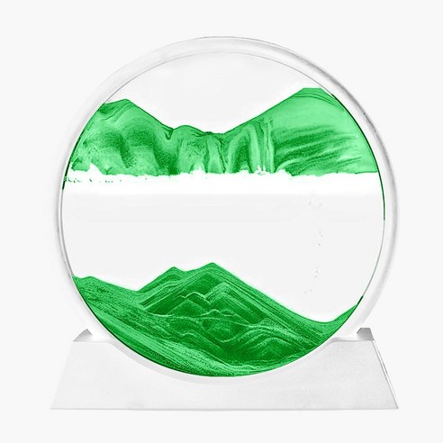 바른리빙 샌드아트액자 모래시계 모래액자 18cm, 화이트프레임-그린