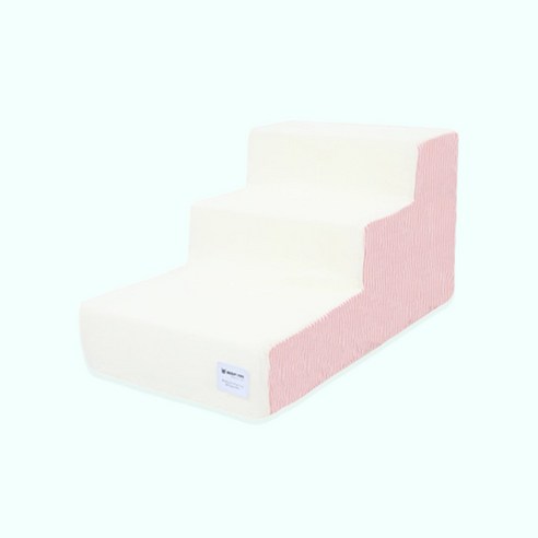 개과천선 밀케이 강아지 펫스텝 슬개골 보호 관절 예방 소형견 노령견 애견 프리미엄 논슬립 계단, 3단, 스트라이프 핑크, 1개