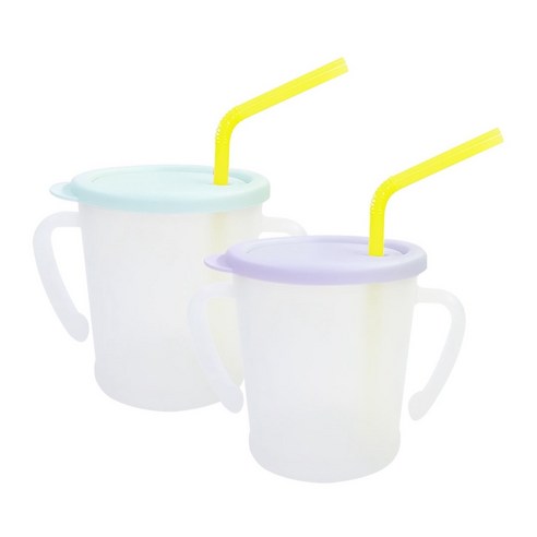 아가프라 뉴매직 빨대컵 300ml, 2개, 민트 + 퍼플