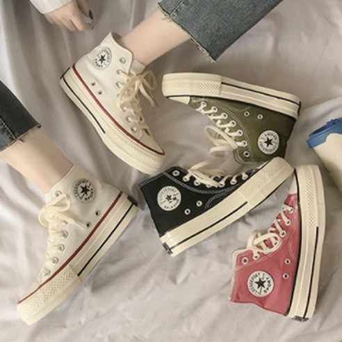 여성용 캔버스 스니커즈 면 운동화 꼼데가르송컨버스