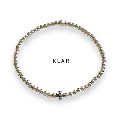 클라(KLAR) 실버(92.5)볼 유화 크롬십자가(소) 팔찌 (3미리)