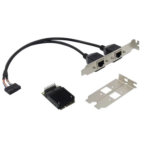 Retemporel Intel 82583용 MINI PCIe 기가비트 네트워크 카드 1000M RJ45 PC용 듀얼 포트 이더넷 서버, 1개, 검은 색