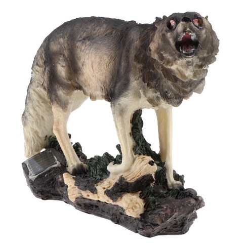 Ursmart 현실적인 수지 늑대 동상 야생 동물 인형 수집품 홈 인테리어, 다색, 30x10x22cm