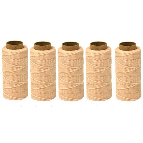 Retemporel 직경 0.8mm(베이지) 가죽 손바느질용 150D 왁스실 50미터 롤 5개, 베이지