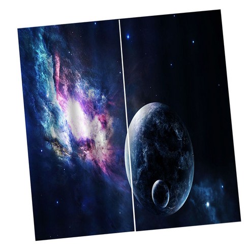 WJSHOP 디지털 인쇄 된 3D 커튼 거실 침실 커튼 2 패널, 지구, {"수건소재":"폴리 에스터"}