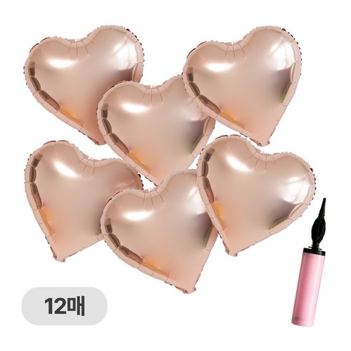디어플레이스 하트 은박 풍선 세트 35cm, 로즈골드, 12개