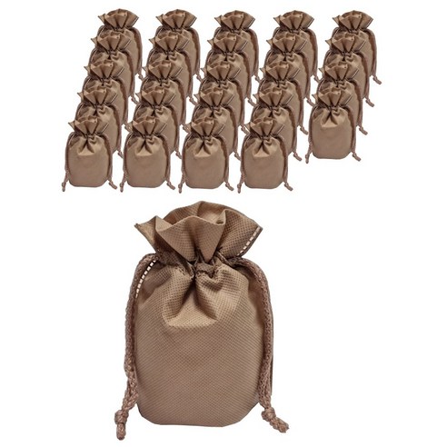 부직포 주머니 선물 미니 복주머니 25장 1묶음 더스트백, 15cm(가로)X18cm(세로) 진베이지