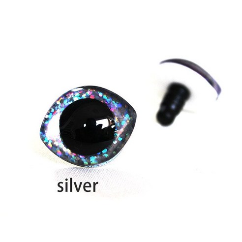 인형눈 10pcs 디자인 28x23mm 20x23mm 타원형 모양 3D 반짝이 명확한 안전 장난감 눈 뒤 세탁기-B11, [02] 20x23mm, [09] silver