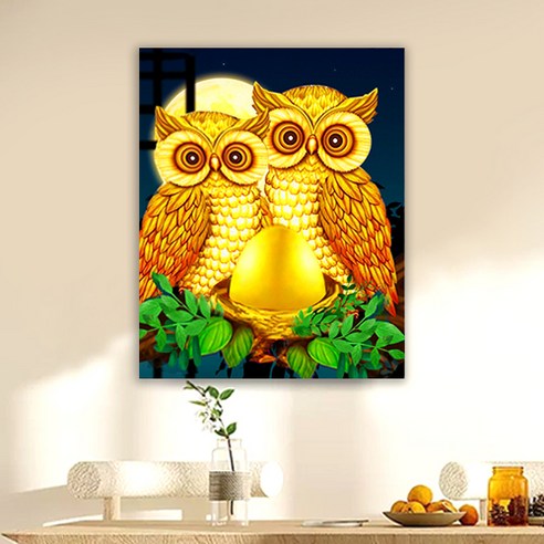 액자 캔버스형 보석십자수 DIY 키트 40 x 50 cm, SZX012.황금알부엉이