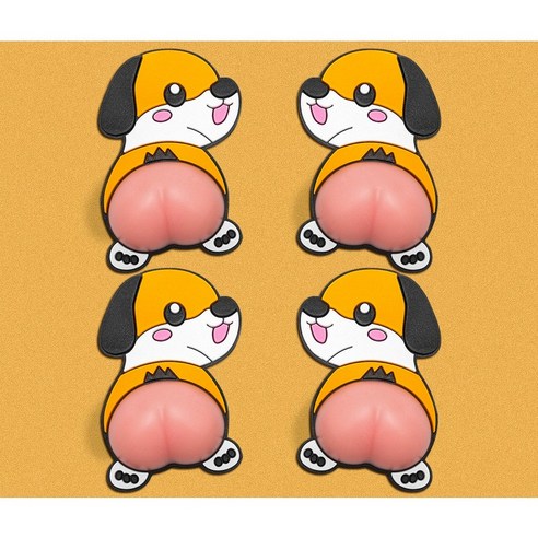 투하프 쫀득쫀득 엉뎅이 캐릭터 자동차 문콕방지 PVC 스티커 4P, 4개, 멍멍이