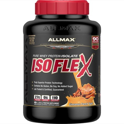 Allmax 아이소플렉스 퓨어 웨이 프로틴 아이솔레이트, 시나몬 프렌치 토스트(Cinnamon French Toast), 2.27kg, 1개