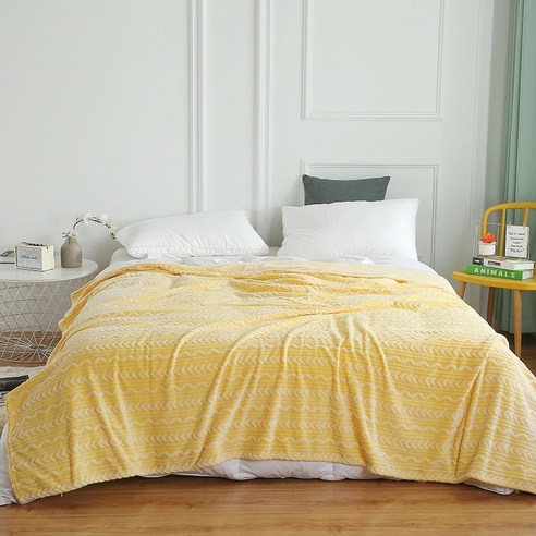 [SW] 새로운 솔리드 옐로우 소파 담요 부드럽고 따뜻한 플란넬 담요 침대 두꺼운 담요 침대보, 70x100cm, yellow