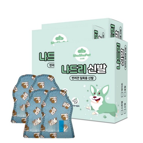 슈슈펫 나드리 강아지 산책용 신발 24p + 스트랩 8p 세트, 테이프 캐릭터팩, 3세트