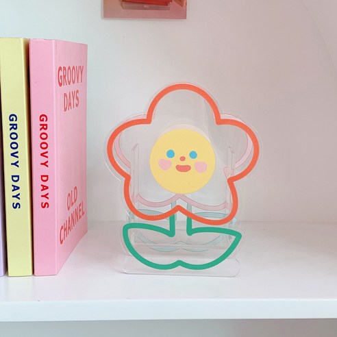 베리베어 귀염뽀짝 아크릴 투명 펜홀더 펜꽂이 연필꽂이 데스크정리, 꽃님이