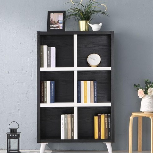 아카시아화이트 색상의 D2152 3단 6칸 거실책장, 틈새책장, 낮은책꽂이 840 오픈 아기낮은책장