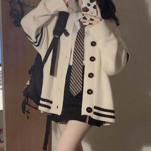 [쿠팡] 교복가디건 스쿨룩 학생 니트 캐주얼 롱 루즈핏 베이직 데일리 - 상의류 | 쿠팡