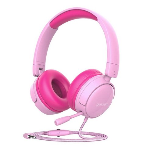 PC 경량 휴대용용 85dB 제한 볼륨으로 조절 가능한 접이식 마이크 헤드폰이 있는 오버이어 헤드셋, 분홍, 16.5x7.1x17.6CM, 플라스틱