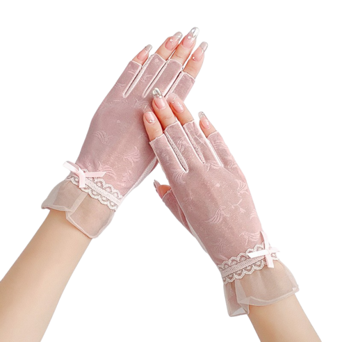 단비루리 미끄럼방지 다용도 손가락 오픈 여름 장갑, 라이트핑크, 1개