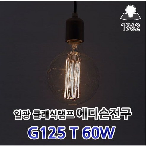 일광전구 클래식 G125 T 220v 60w 에디슨전구 램프, 1개