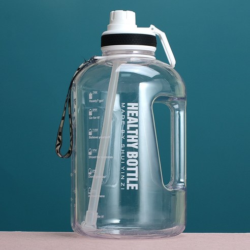 [XIG] 대용량 휴대용 투명 스포츠 물병 2.2L 야외 하이킹 등산 BPA 무료, White