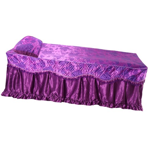 마사지 테이블 린넨 스커트 뷰티 살롱 침대 시트 커버 73x28inch - 꽃 - 황갈색 설명 된대로, 꽃 보라색