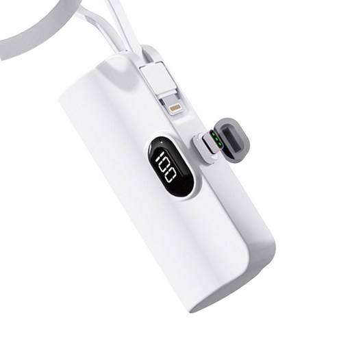 레오프 C타입 8핀 미니 일체형 2in1 도킹 배터리 5000mAh, 화이트