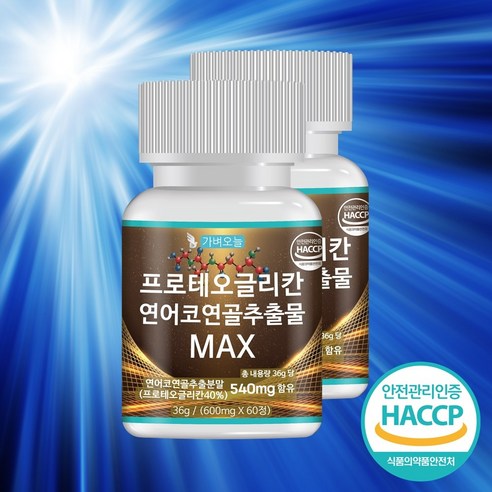 프로테오글리칸  프로테오글리칸 연어코 연골 추출물 600mg 2형 콜라겐 콘드로이친 류신 함유, 60정, 2개