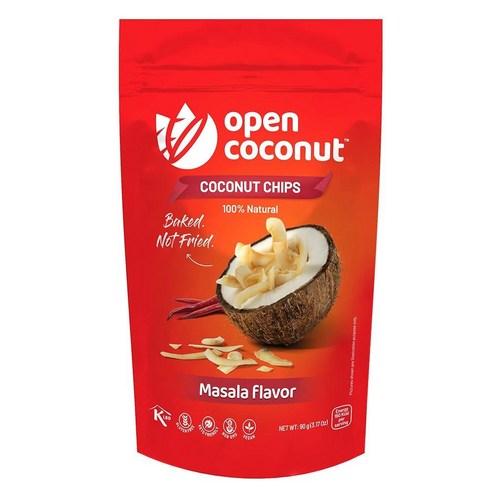 OPEN COCONUT 구운 코코넛 칩 | 빠르고 건강한 간식을 위한 구운 감자 맛 | 비건 칩 | 89.9g(3.1온스) | 1팩
