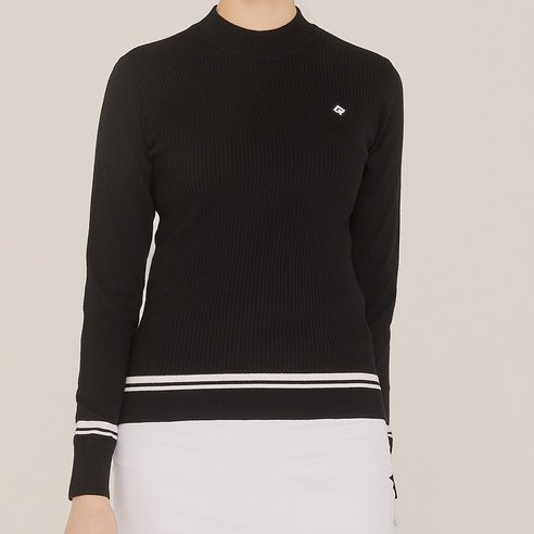 골프원피스 [레노마골프]여성 골지 조직 라인 배색 하이넥 니트 RWSHK5252-199 Best Top3