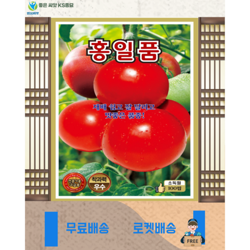 홍일품토마토씨앗(100립) 토마토 씨 씨앗 종묘 종자 영웅 KS, 1개