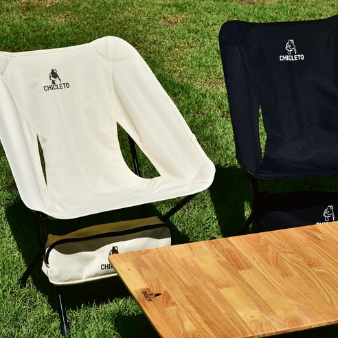 시크레토 캠핑 의자 피크닉 초경량 경량 의자 체어, 베이지+블랙, 2개