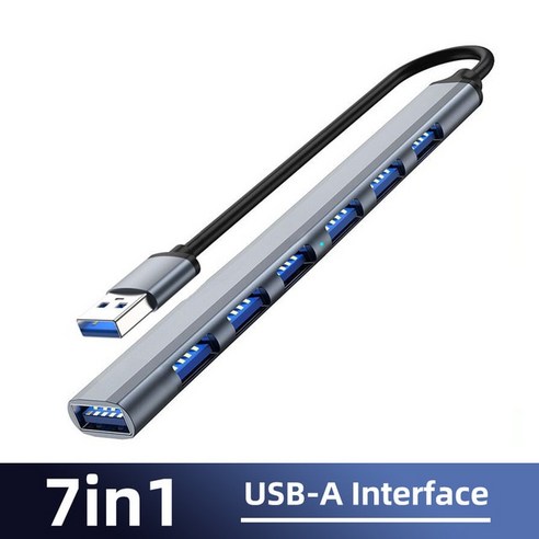 usb 허브 3.0 허브 usb 6 usb 2.0 멀티 usb 분배기 전원 어댑터 47 포트 다중 확장기 2.0 otg usb pc 노트북 액세서리, USB-A 7 in 1