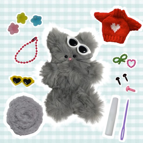 더공감 모루인형 만들기 재료 부자재 풀패키지 밍크 DIY 키트, 1개, 블루