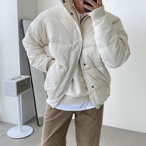 빠델 크리밍 커플 오버핏 숏패딩 점퍼