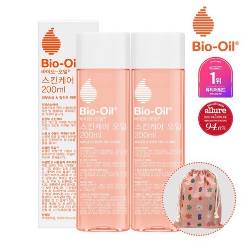 [본사정품] 바이오오일 손상스킨케어 스킨케어오일[200ml+200ml]+수수진 특별 파우치, 상세설명 참조, 없음