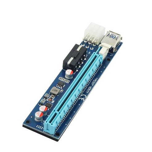Xzante PCI-E 라이저 카드 PCI Express 1X - 16X 30CM USB 3.0 SATA 4Pin + 6Pin 듀얼 전원 케이블 BTC 마이닝 마이너, 파란색