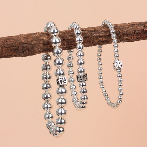 은의 품질과 만자 심볼의 영성이 조화된 만자 은볼 염주 팔찌