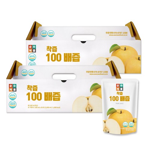 순수식품 착즙 100% 배즙, 100ml, 60개