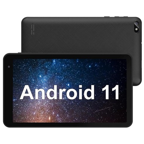 RliyOliy 7인치 안드로이드 태블릿 11 2GB RAM 32GB ROM 쿼드 코어 프로세서 듀얼 카메라 Wi-Fi 블루투스 128GB 확장 GMS 인증 블랙