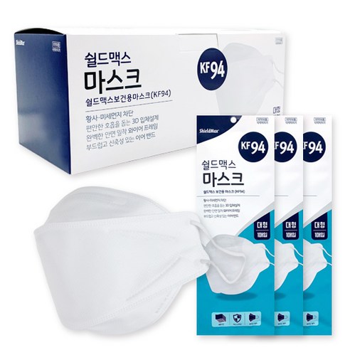 쉴드맥스 국내생산 보건용 마스크 대형 KF94 흰색, 25매