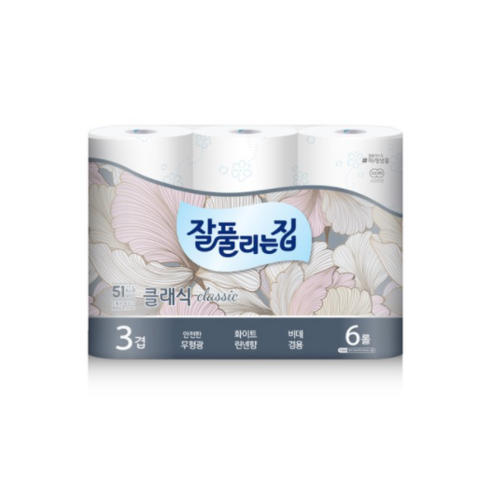 잘풀리는집 클래식 3겹 퀄팅 롤화장지 25 m, 6롤, 2개