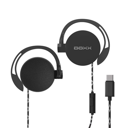 DOXX 독스 C타입 귀걸이형 유선이어폰 DX-H501C, 블랙
