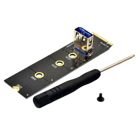 Huante M.2 - PCI-E X16 슬롯 어댑터 카드 NGFF Pcie 라이저 NVME VGA 확장 케이블 광부 채굴, 1set, 라이저 카드