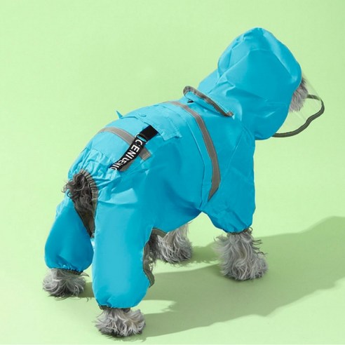 엠엠비프로 강아지 반려견 빅캡 안전반사띠 우비 레인코트, 블루
