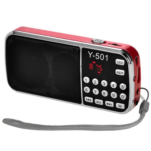 AFBEST Y-501 디지털 휴대용 오디오 LCD FM 라디오 스피커 USB MP3 음악 플레이어, 빨간