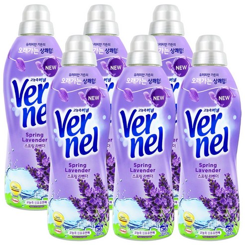 Vernel 고농축 섬유유연제 스프링 라벤더 본품, 0.9L, 3개