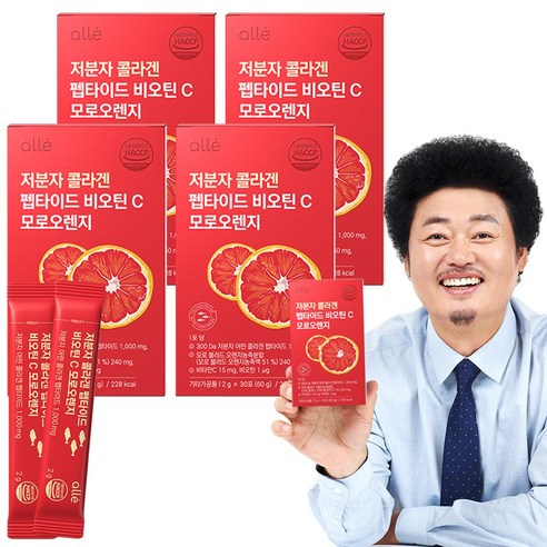 저분자콜라겐 펩타이드 비오틴 모로 오렌지 실 속형 가루 알레 윤택 2g x 30포, 4개