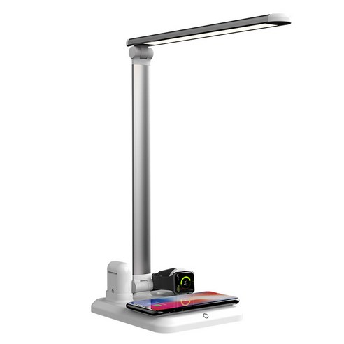 4in1 10W LED 책상 램프 무선 충전기 Qi USB Type-C 휴대 전화 용 고속 충전 Apple 헤드셋 스마트 시계 홈 오피스 테이블 램프, 하얀, 협력사